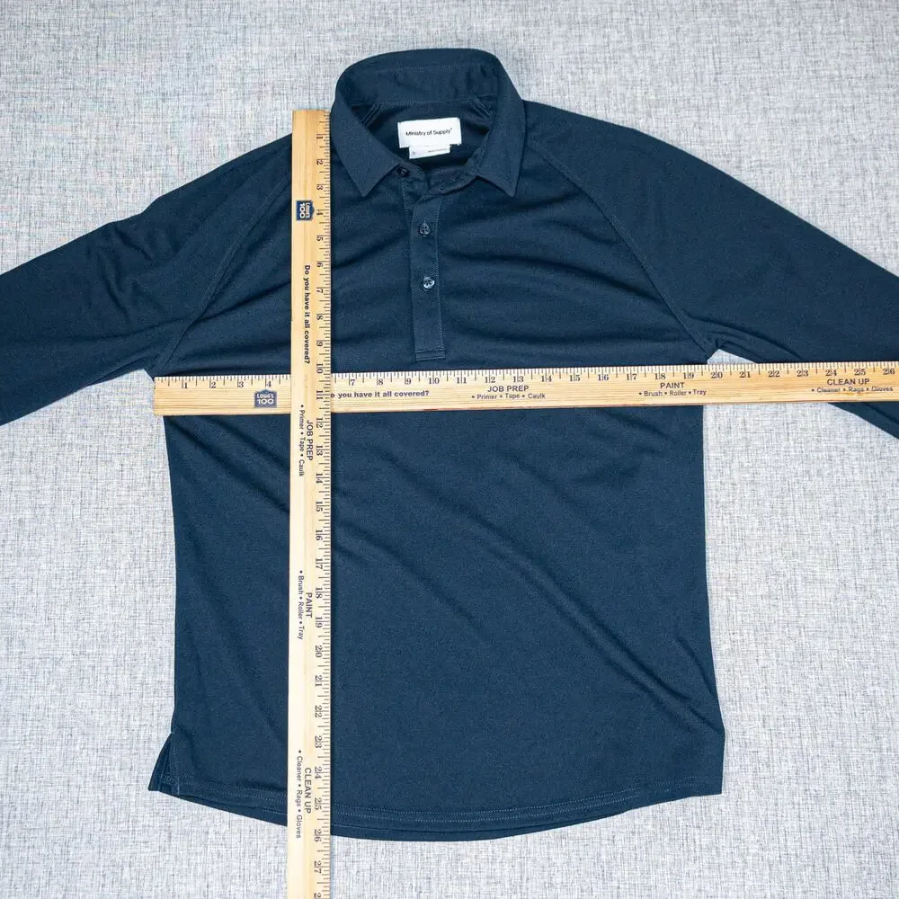 Ministry of Supply Men's Small Long Sleeve Polo Shirt in Blue